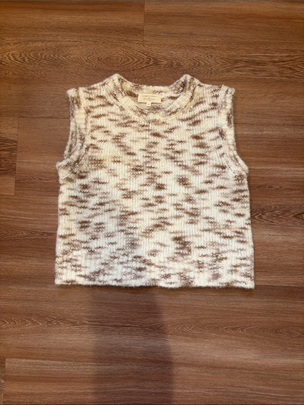 Sézane Baby Alpaca Cream and Taupe Knit Sweater Vest Size XS